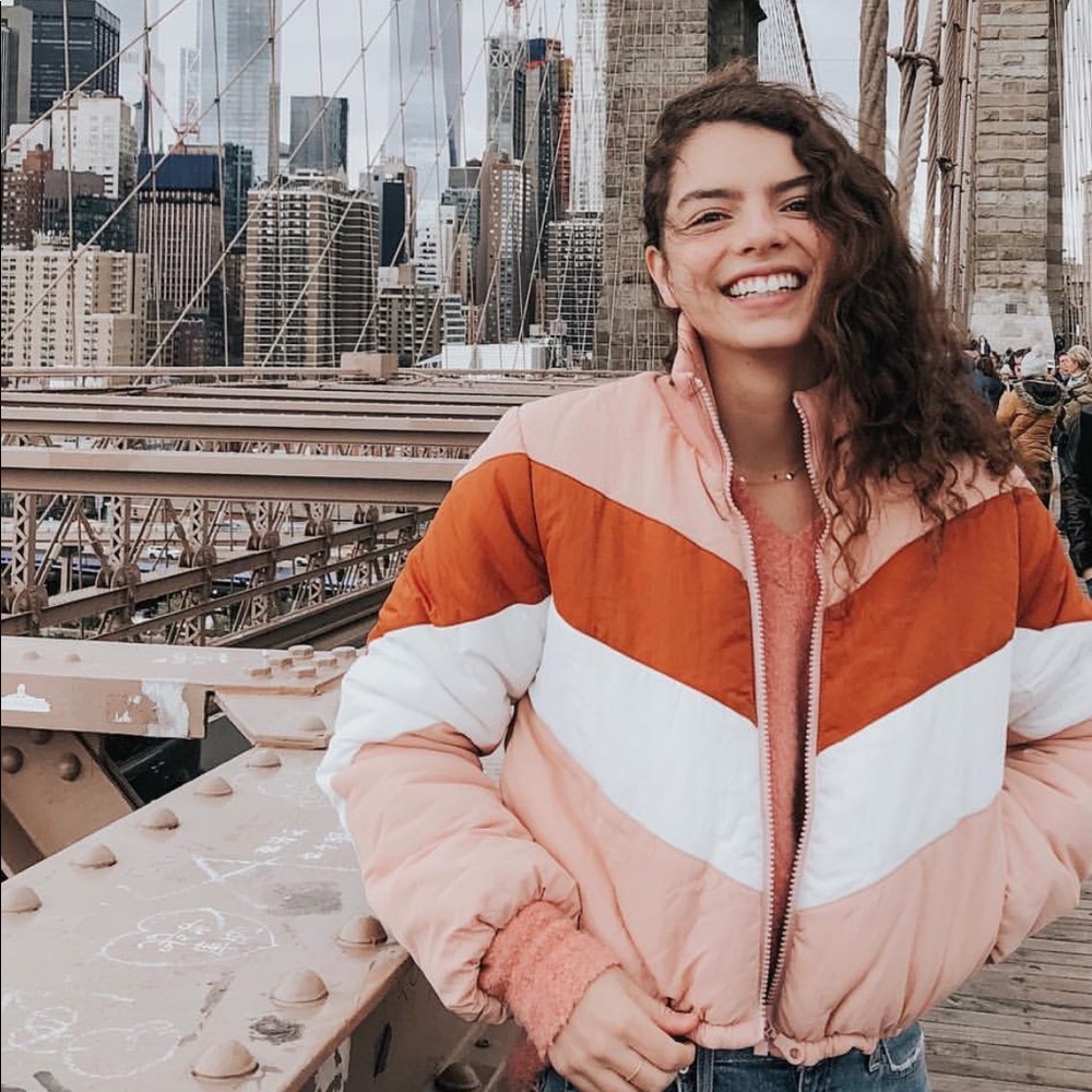 Tularosa pink chevron puffy jacket